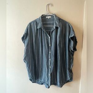 MADEWELL CLASSIC- blue stripe, collared shirt, flowy, oversized ax XL